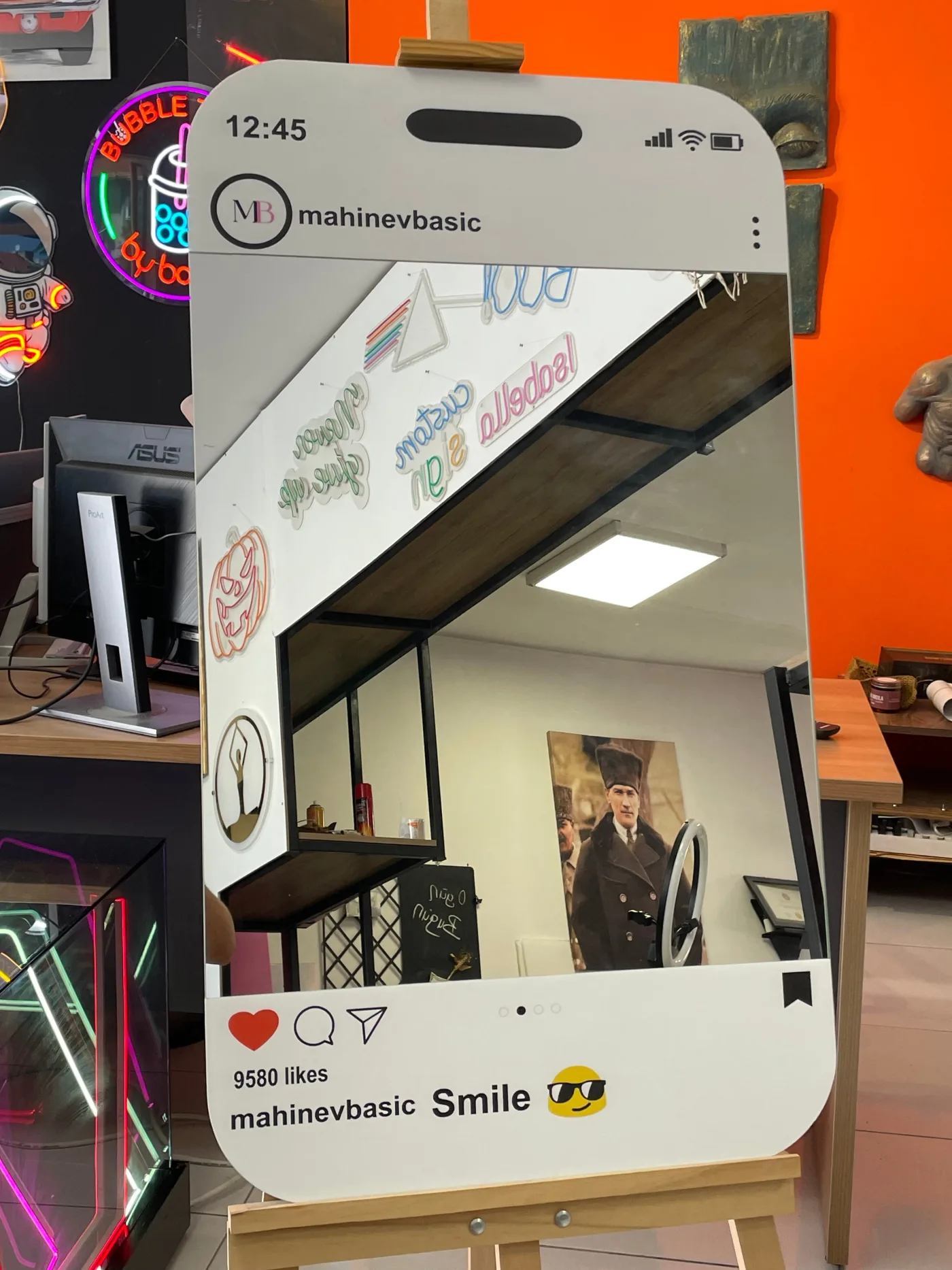 Kişiye Özel Instagram Selfie Aynası | Logo Baskılı İşletme Aynası | 4 mm Gerçek Ayna — görsel 2