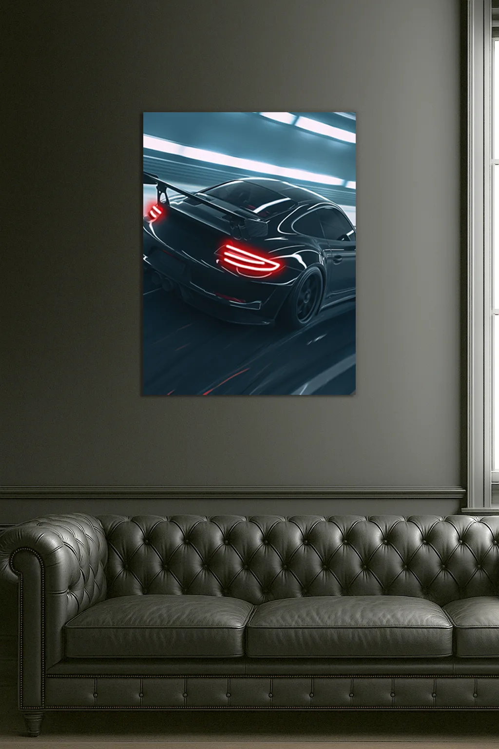 Siyah GT3 Tarzı UV Baskı Neon Duvar Dekoru | Pleksi Işıklı Yarış Araba Tablo | Modern Ev ve Ofis Dekoru — görsel 5