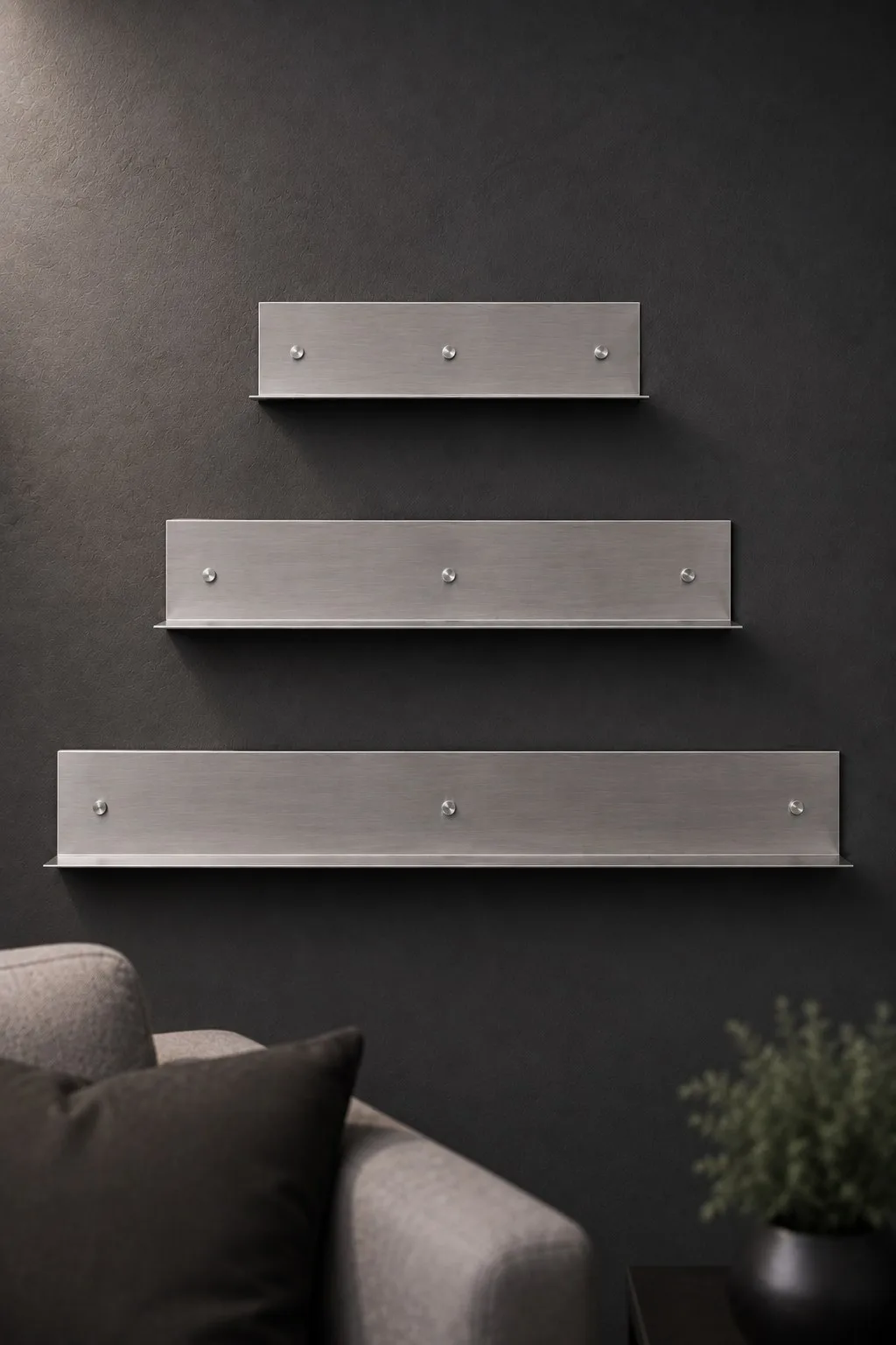 LEVIA | Paslanmaz Çelik Duvar Rafı – Fırçalı Metal Dekoratif Raf 30, 60 ve 90 cm — görsel 6