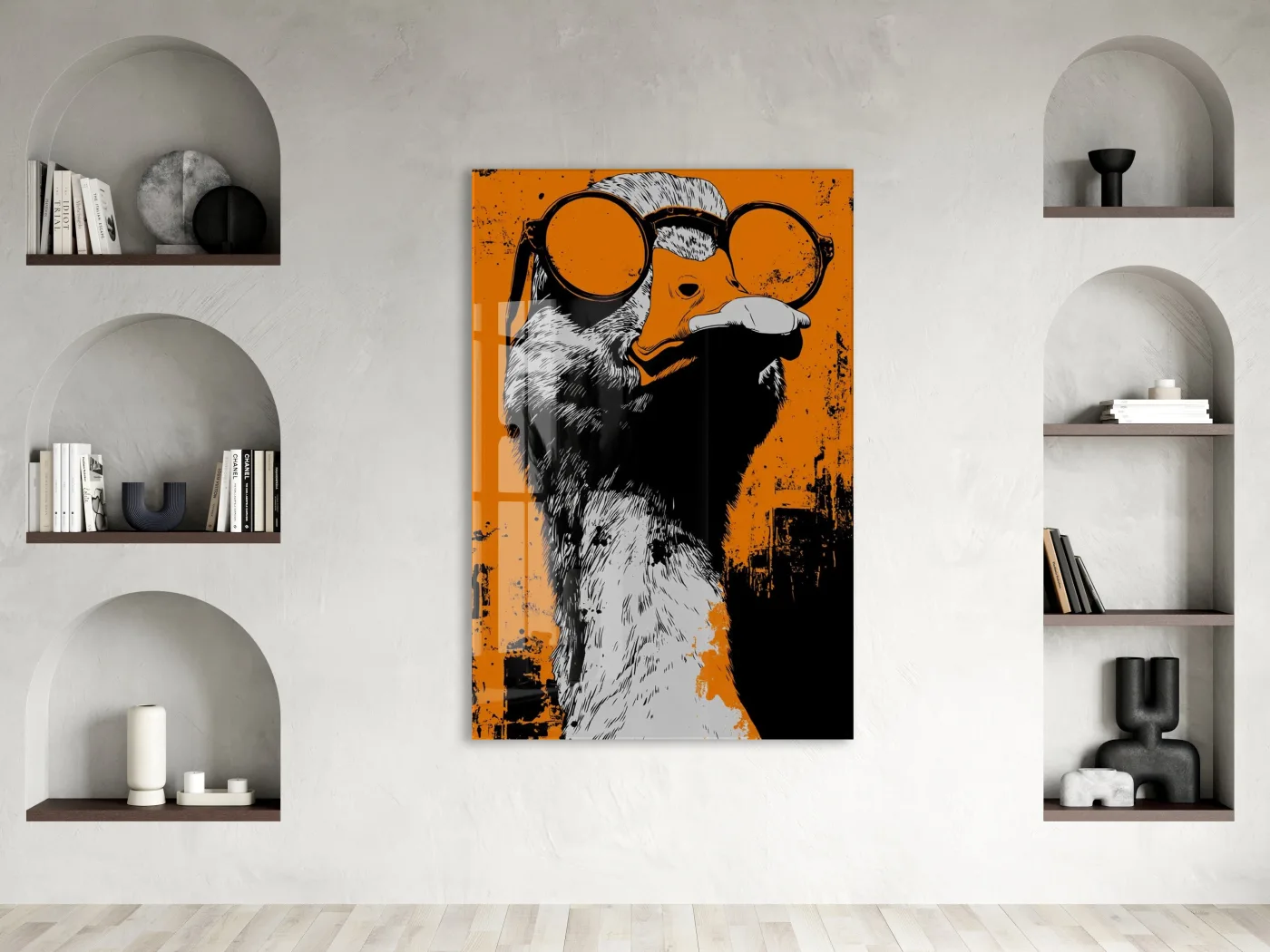 Street Art Tarzı Ördek Cam Tablo – Genç Odası ve Ofis Dekoru - Peony098 — görsel 3