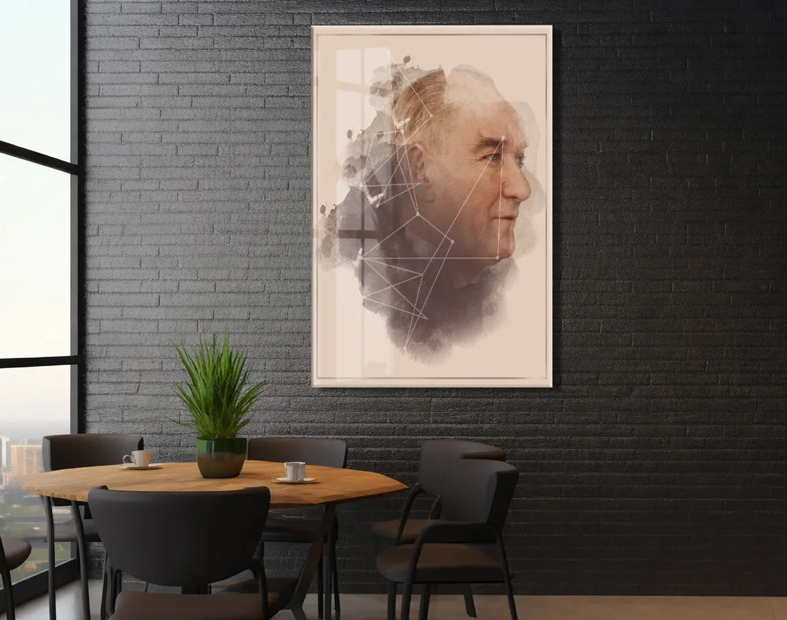 Modern Sanatsal Atatürk Profil Cam Tablo – Akıl ve Vizyonu Simgeleyen 4 mm Temperli Cam Duvar Dekoru -PeonyAta1011 — görsel 6