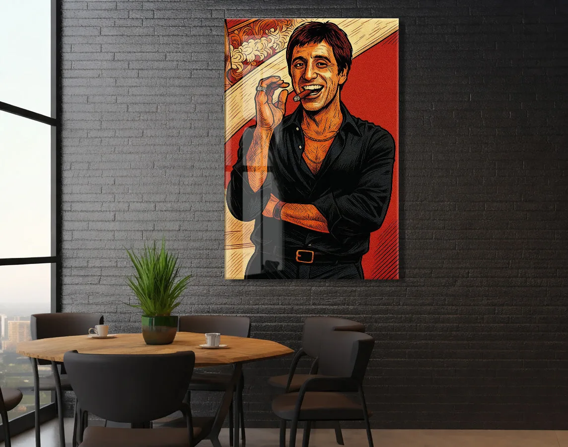 Tony Montana Cigar Art – Gangster Film Temalı Cam Tablo - Peony112 — görsel 6
