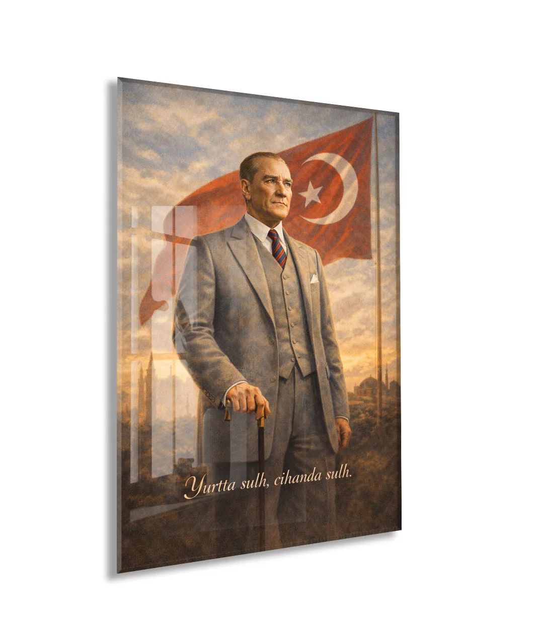Mustafa Kemal Atatürk Cam Tablo - PeonyAta004 — görsel 1