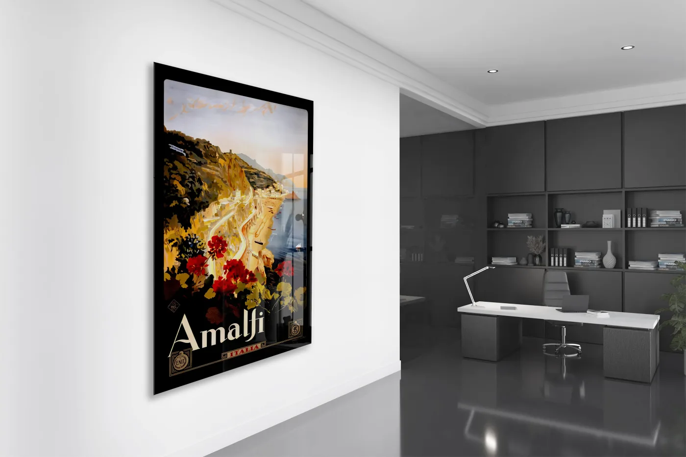 Amalfi Vintage Cam Tablo | İtalya Sahil Posteri UV Baskılı Temperli Cam Duvar Dekoru - Peony155 — görsel 4