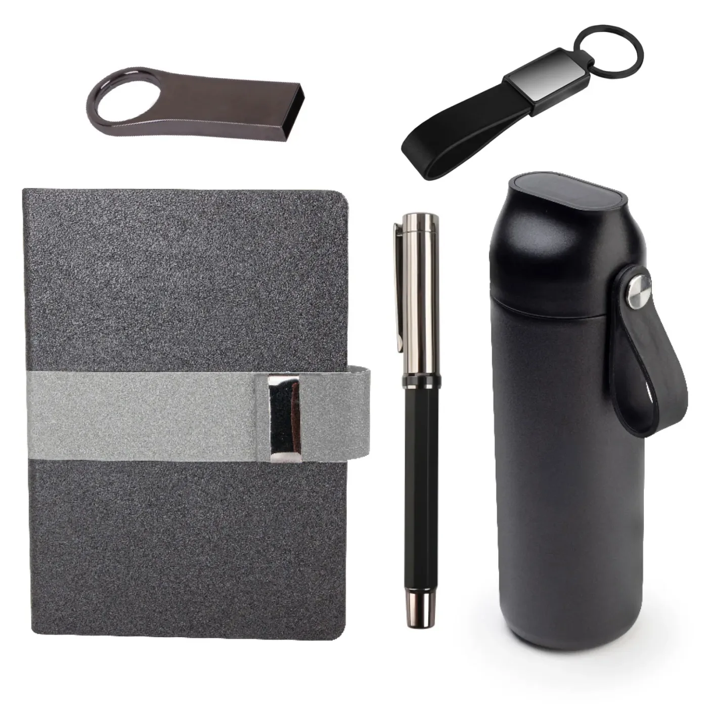 Premium Promosyon 5’li Kurumsal Hediye Seti – Defter, Termos, Roller Kalem, 32 GB USB ve Anahtarlık — görsel 2