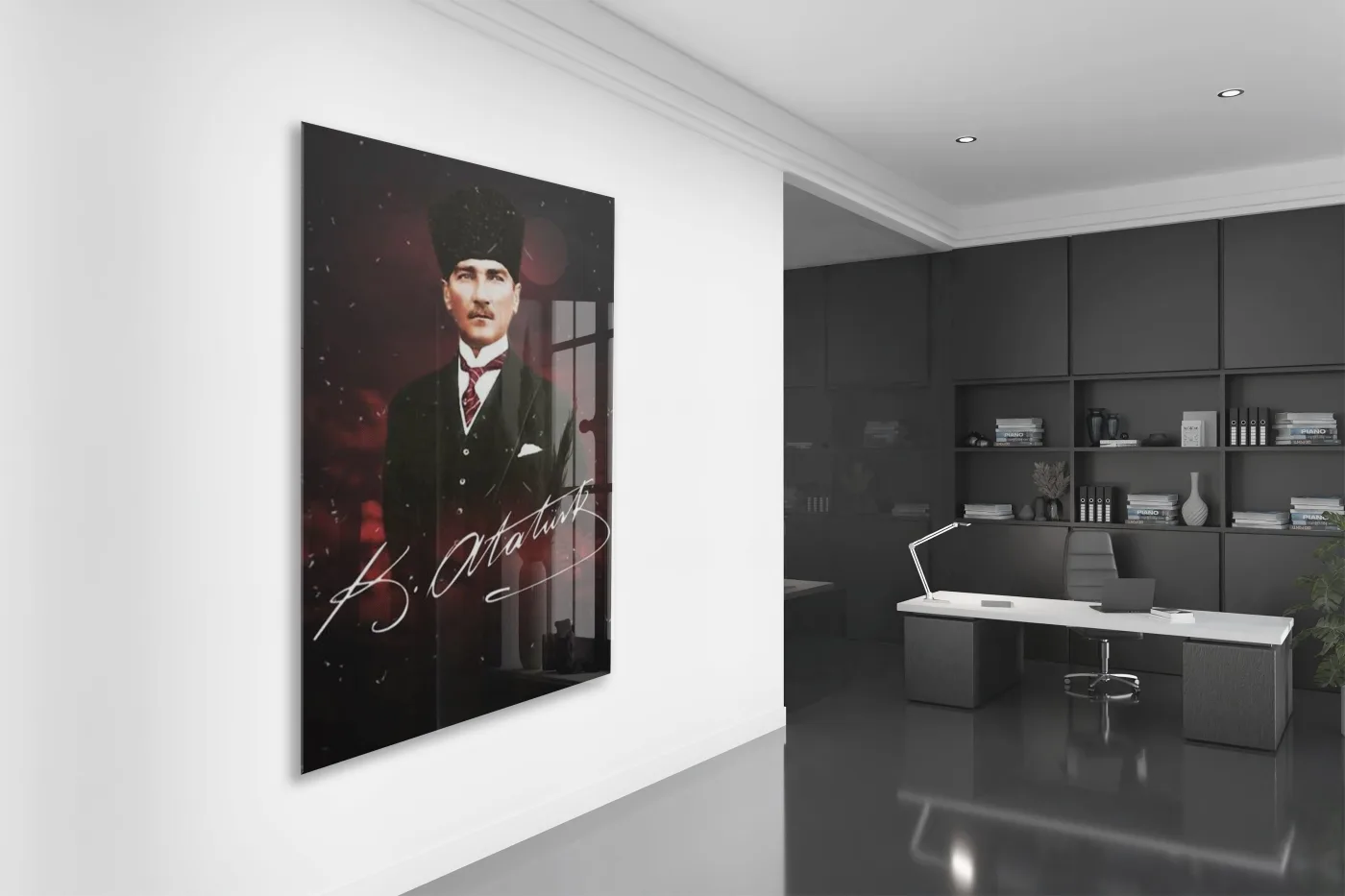 Mustafa Kemal Atatürk  | Modern Cam Tablo-PeonyAta086 — görsel 3