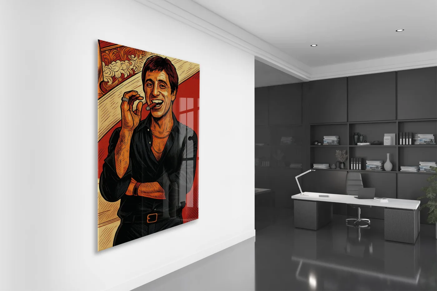 Tony Montana Cigar Art – Gangster Film Temalı Cam Tablo - Peony112 — görsel 5