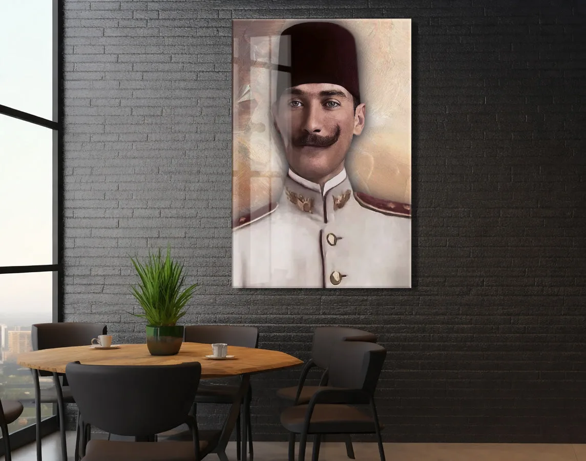 Atatürk Cam Tablo – Fesli Portre Tasarımı, 4 mm Temperli Cam Üzerine Modern ve Klasik Duvar Dekoru -PeonyAta1020 — görsel 6