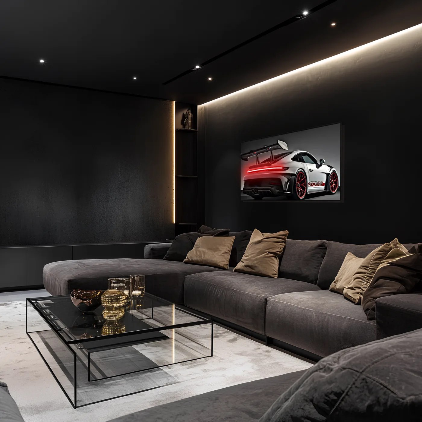 Beyaz GT3 Tarzı Spor Araba UV Baskı Neon Duvar Dekoru | Pleksi Işıklı Tablo | Modern Ev ve Ofis Dekoru — görsel 3