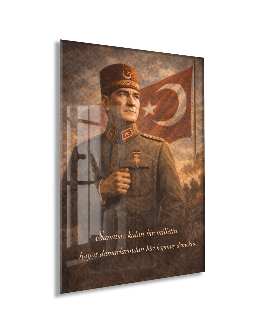 Mustafa Kemal Atatürk Cam Tablo- PeonyAta010 — görsel 1