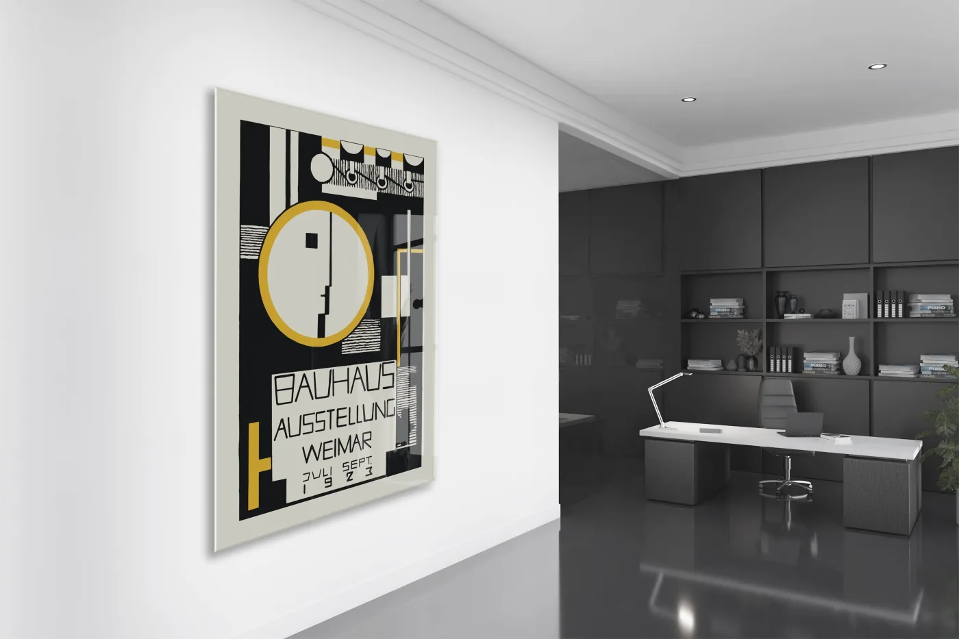 Bauhaus Tarzı Geometrik Cam Tablo | Minimalist Modern UV Baskılı Temperli Cam Duvar Dekoru - Peony162 — görsel 4