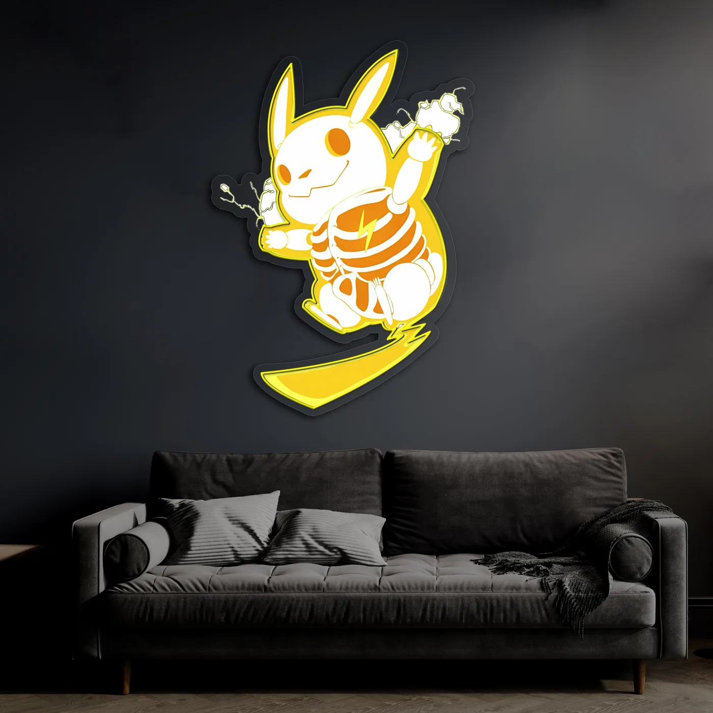 Pika Neon Duvar Dekoru | Sarı UV Baskı Pleksi LED Tablo | Oyun Odası ve Modern Ev Dekoru İçin Işıklı Sanat — görsel 5