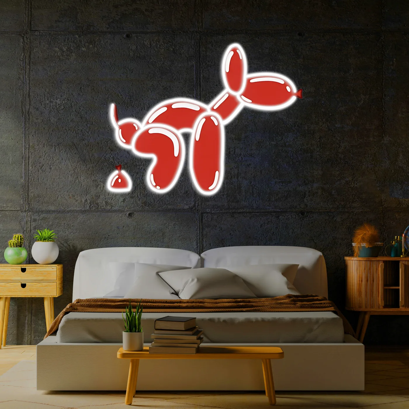 Balon Köpek Neon Duvar Dekoru | Modern Sanat Tarzı Işıklı Pleksi Tablo | Mizahi Ev Dekoru — görsel 6