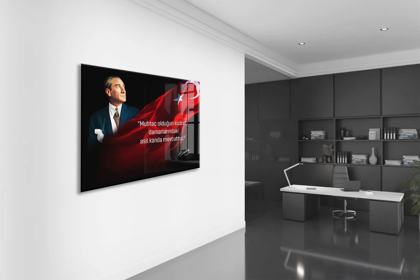 Muhtaç Olduğun Kudret Atatürk Cam Tablo | Türk Bayraklı Premium Cam Poster -PeonyAta1325 — görsel 4