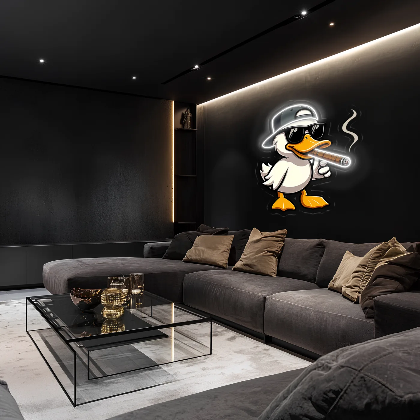Cool Duck Neon Duvar Dekoru | Eğlenceli Karikatür Işıklı Tablo | UV Baskı Pleksi Neon | Genç ve Gamer Oda Dekoru — görsel 4