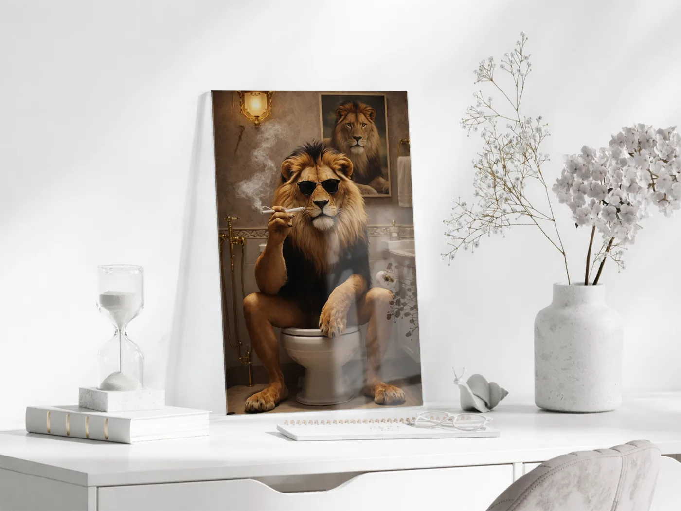Cool Aslan Cam Tablo – Maskülen ve Eğlenceli Modern Duvar Sanatı- Peony086 — görsel 4
