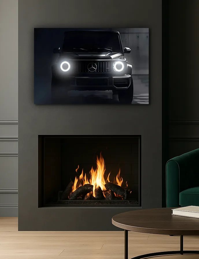 Siyah SUV Araba UV Baskı Neon Duvar Dekoru | Lüks Otomobil Pleksi Tablo | Modern Salon ve Ofis Duvar Sanatı — görsel 5