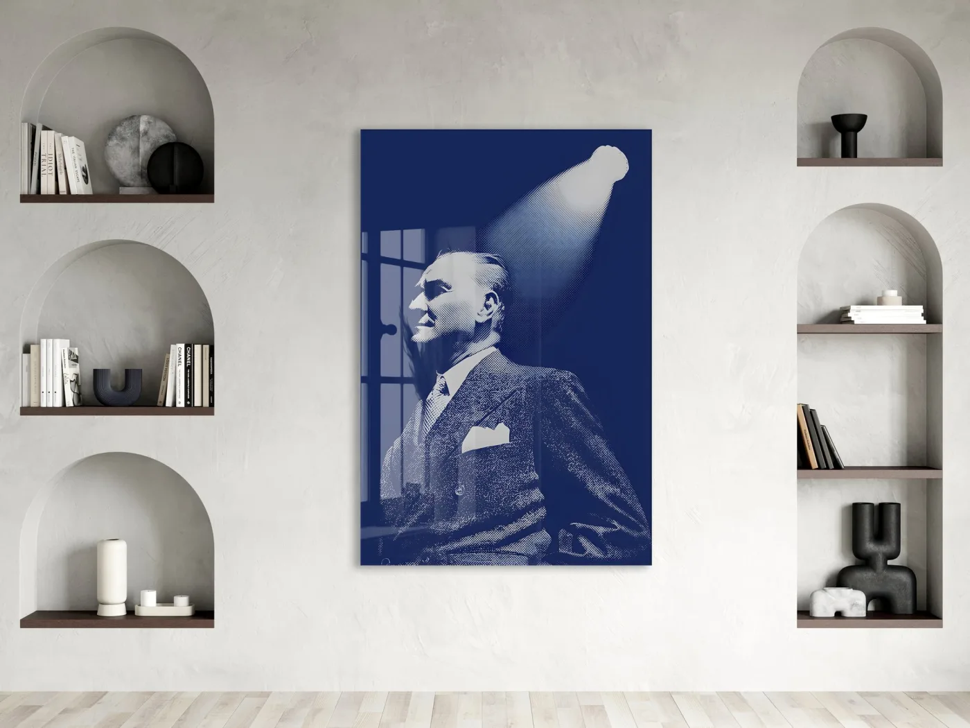 Atatürk Portre Temperli Cam Tablo – Lacivert Modern Tasarım-PeonyAta1339 — görsel 3