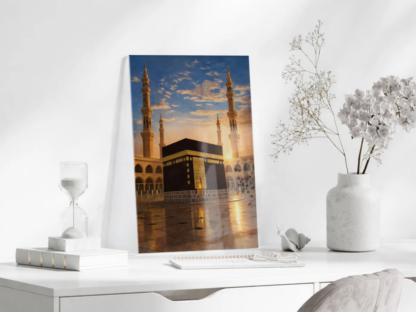 Gün Batımı Kabe Cam Tablo – Yansımalı İslami Duvar Dekoru - PeonyDini152 — görsel 4