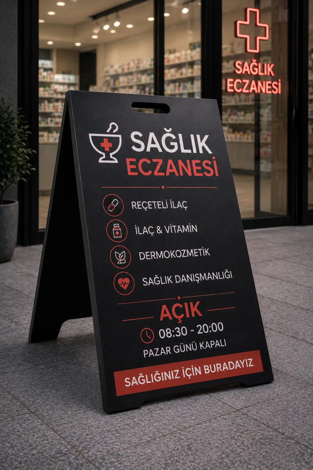 UV Baskılı Dış Mekan Kaldırım Tabelası | Elektrostatik Boyalı Reklam Standı — görsel 6