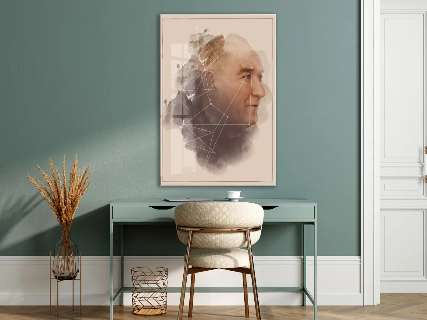 Modern Sanatsal Atatürk Profil Cam Tablo – Akıl ve Vizyonu Simgeleyen 4 mm Temperli Cam Duvar Dekoru -PeonyAta1011 — görsel 7