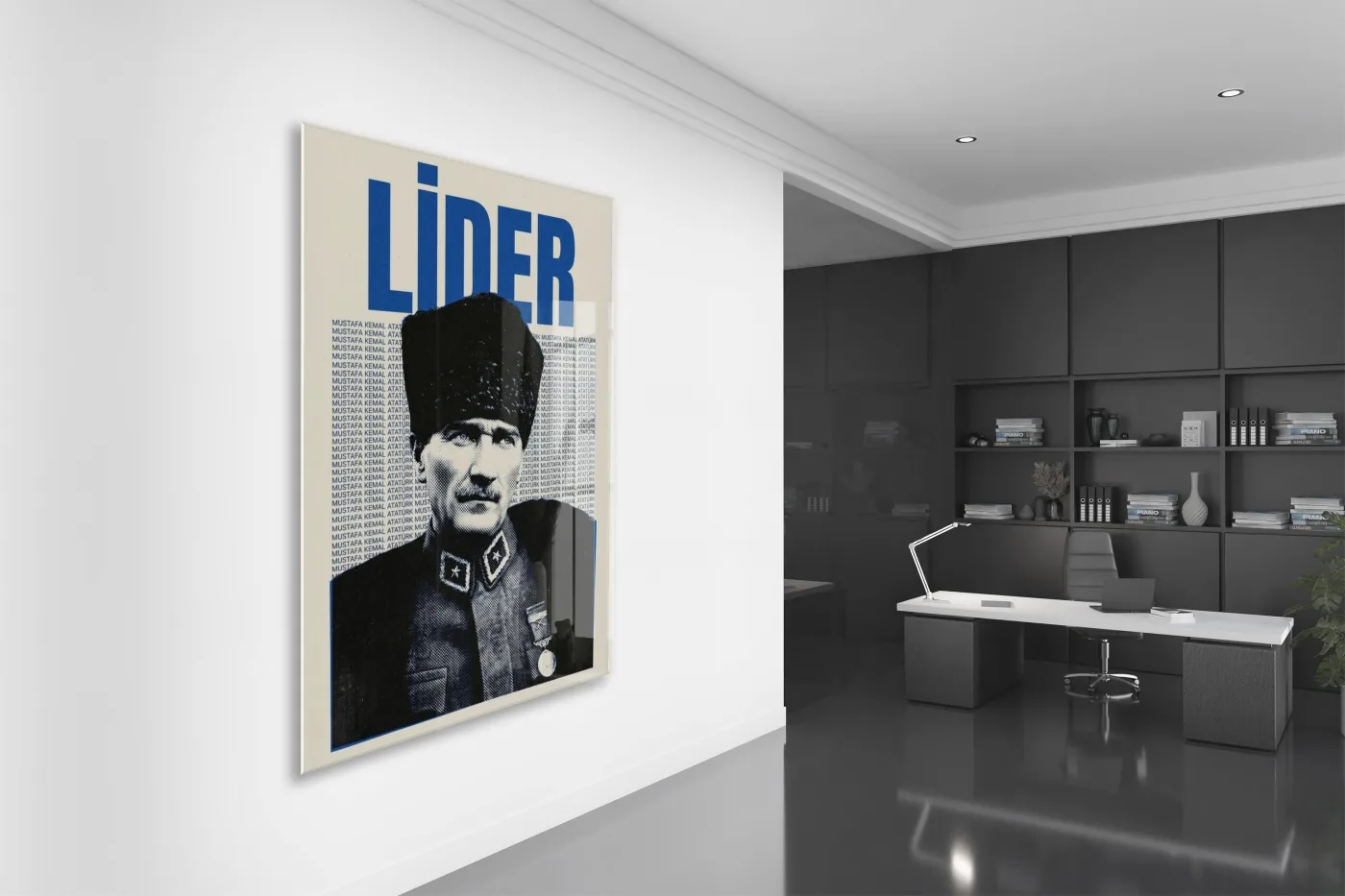 Mustafa Kemal Atatürk Lider Cam Tablo – Vintage Tasarım Atatürk Duvar Dekoru -PeonyAta071 — görsel 5