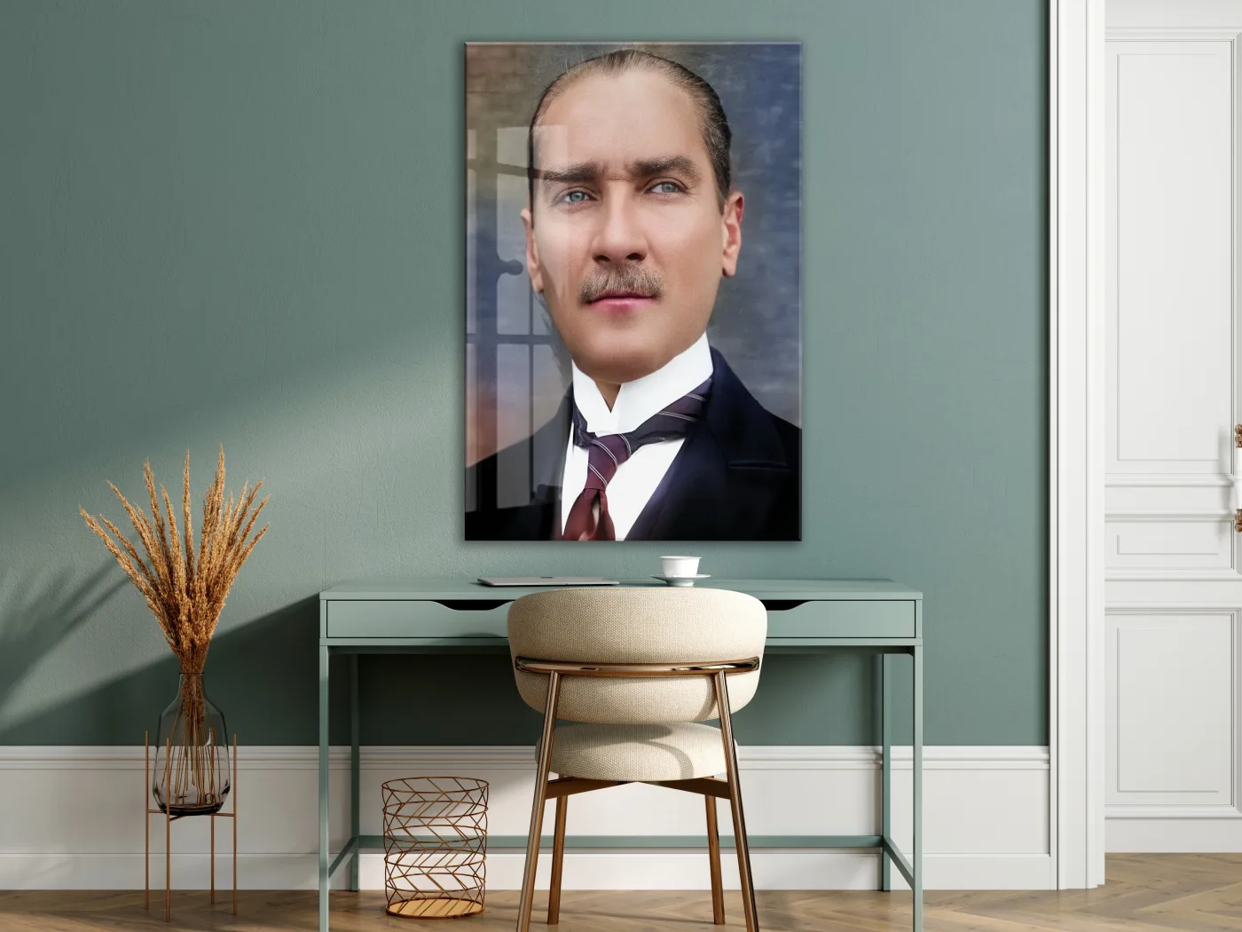 Atatürk Cam Tablo – Zamansız ve Asil Portre, 4 mm Temperli Cam Üzerine Modern Duvar Dekoru -PeonyAta1030 — görsel 7