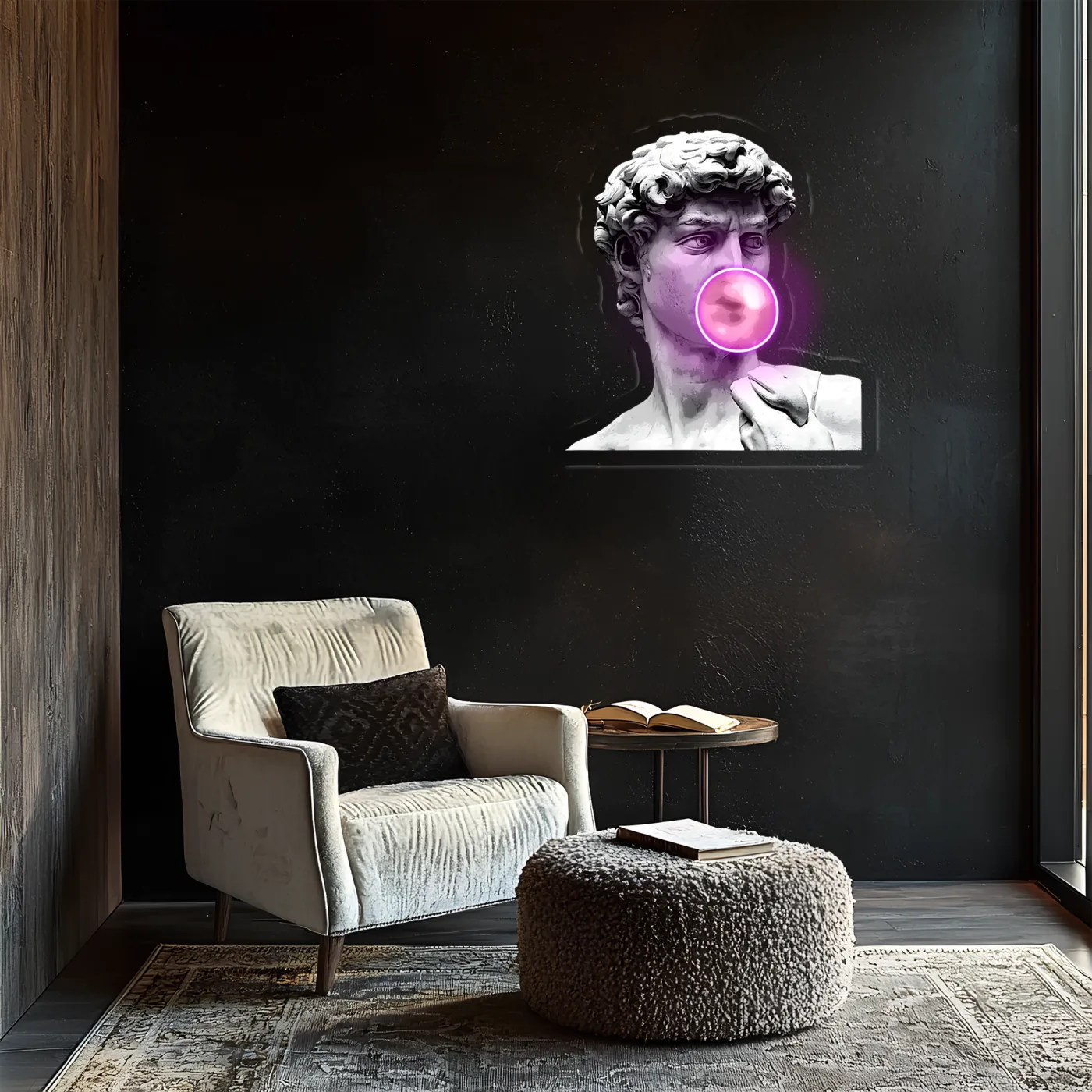 David Neon Duvar Dekoru | Klasik Sanat ve Modern LED Işıklı Tablo | UV Baskı Pleksi Neon | Gaming ve Ev Dekoru — görsel 5