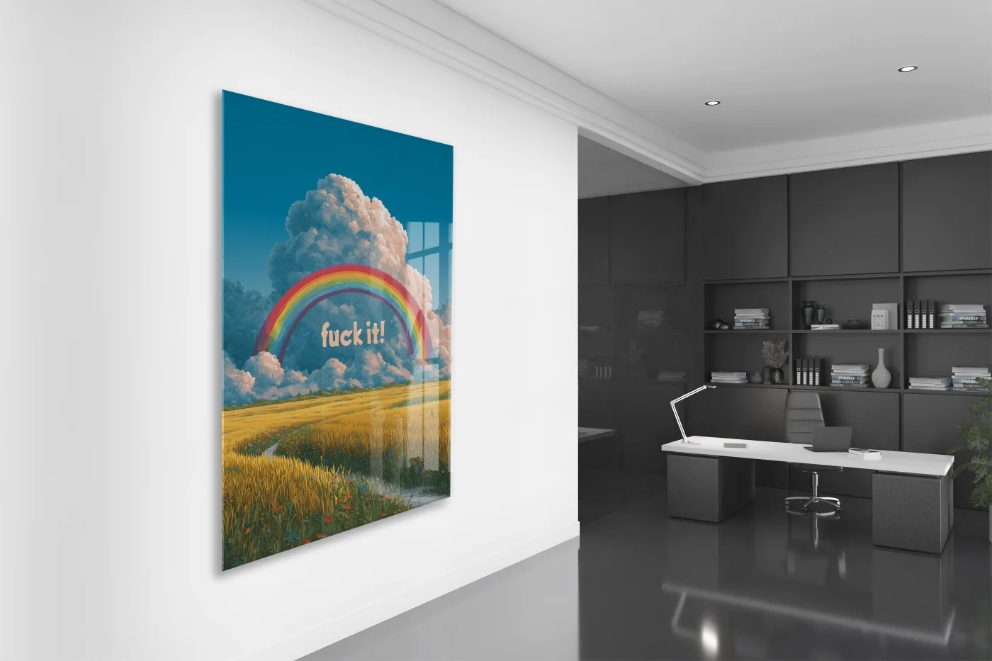 Gökkuşağı ve Bulut Manzaralı Motivasyonel Duvar Tablosu- Peony127 — görsel 5