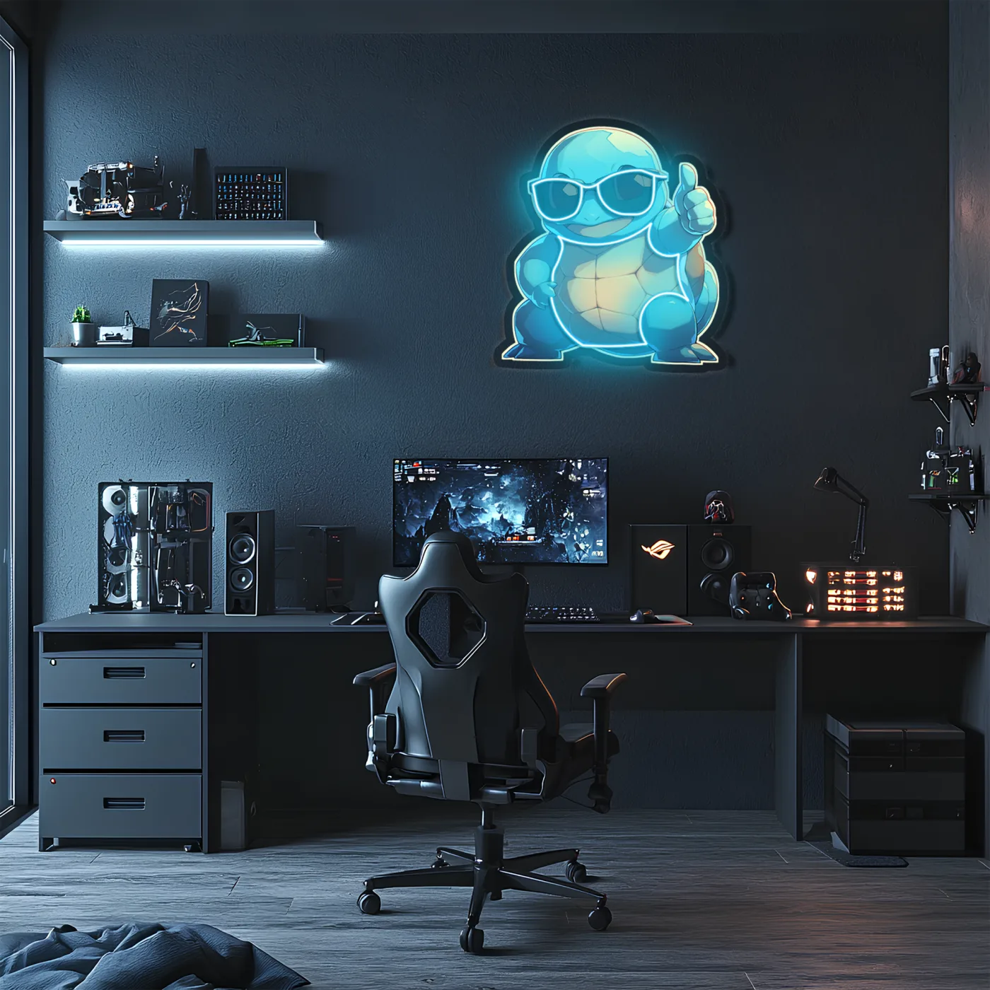 Squirtle Neon Duvar Dekoru | Anime Temalı Işıklı Pleksi Tablo | Gamer Room ve Çocuk Odası İçin LED Duvar Sanatı — görsel 2