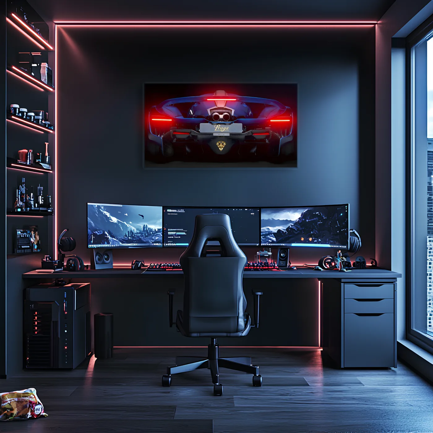 Pagani Tarzı UV Baskı Neon Duvar Dekoru | Pleksi Işıklı Süper Araba Tablo | Gamer Room Duvar Sanatı — görsel 4