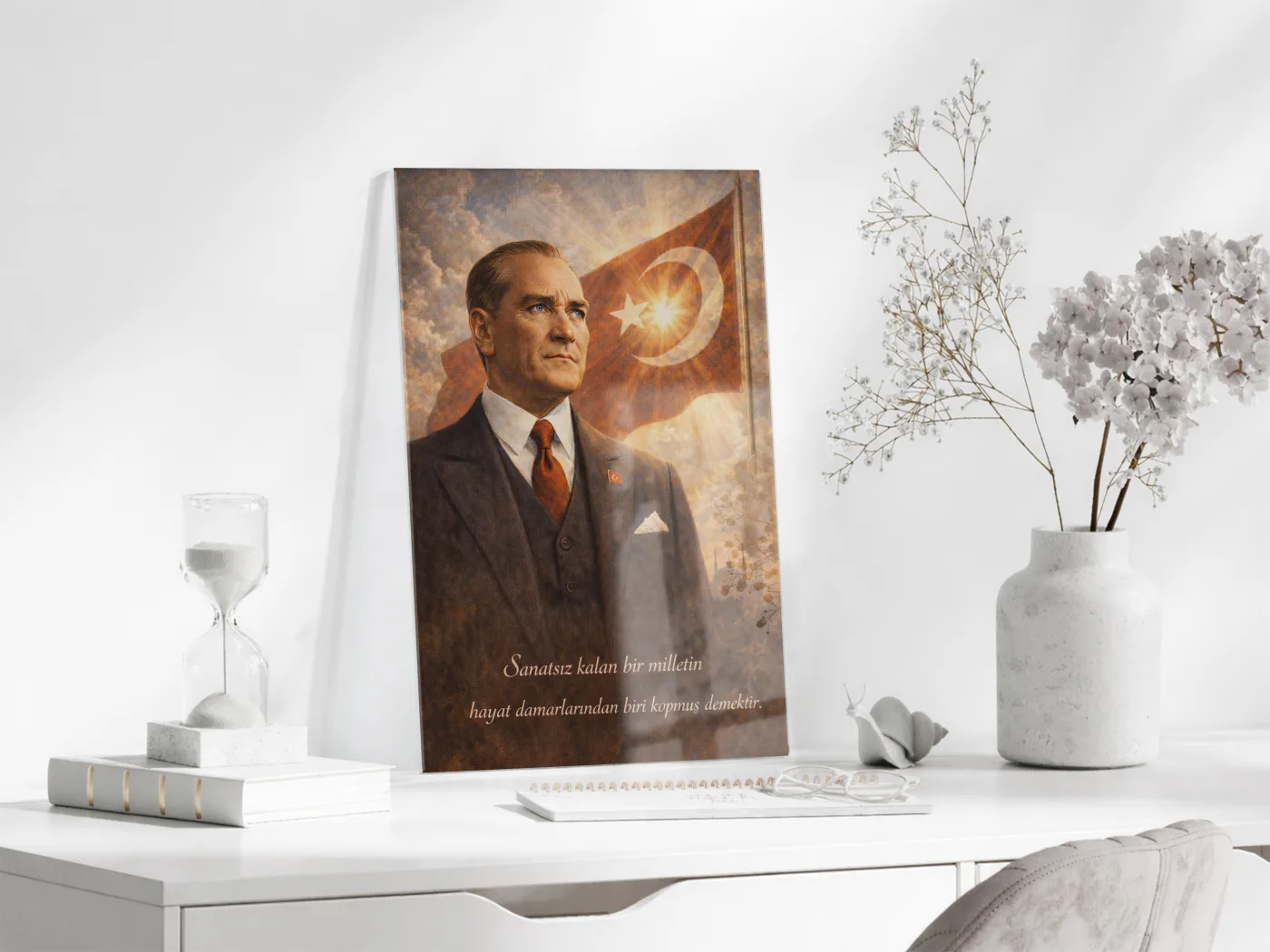 Mustafa Kemal Atatürk Cam Tablo- PeonyAta011 — görsel 3