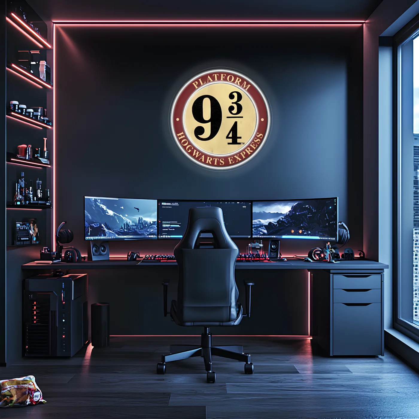 Harry Potter 9¾ Neon Duvar Dekoru | Film Temalı Işıklı Pleksi Tablo | Modern Ev ve Oda Dekoru — görsel 4