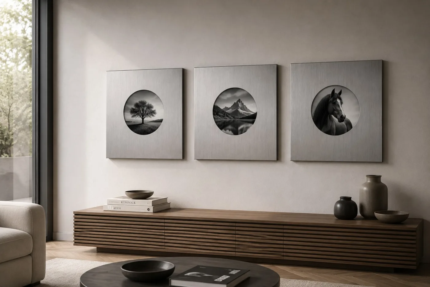 DUO |Paslanmaz Çelik İkili Fotoğraf Çerçevesi – Modern Metal Duvar Çerçevesi 40x40 cm — görsel 7