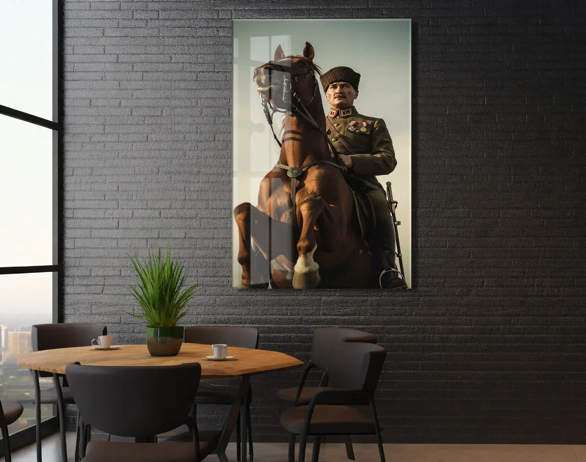 Mustafa Kemal Atatürk Cam Tablo – Liderlik, Cesaret ve Milli Mücadele Ruhunu Yansıtan Tarihi ve Sanatsal Duvar Dekoru -PeonyAta041 — görsel 6