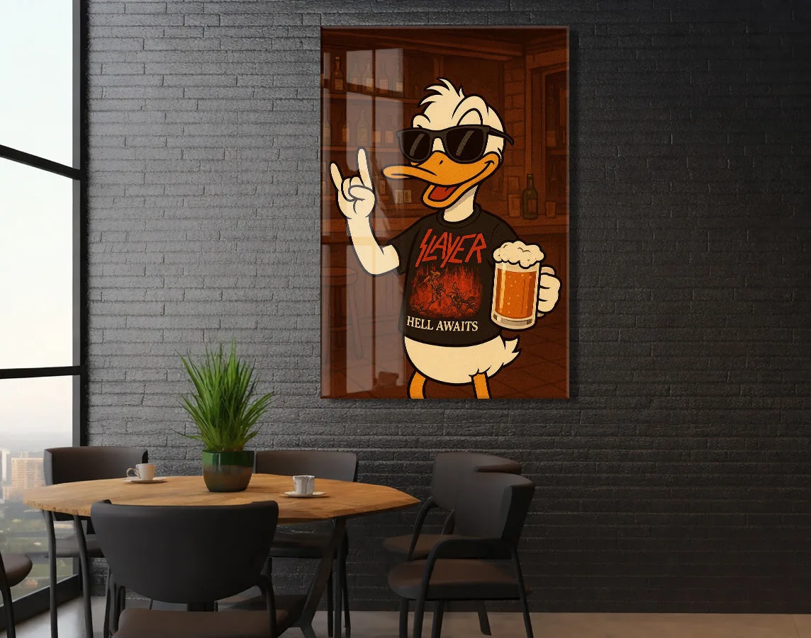 Daffy Duck Metal Müzik Temalı Duvar Dekorasyonu – Bar Konseptli Tasarım - Peony110 — görsel 6