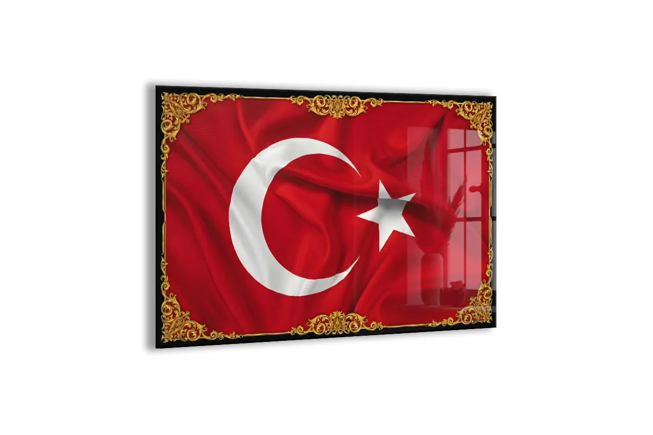 Türk Bayrağı Cam Tablo | 4 mm Temperli UV Baskılı Duvar Tablosu -PeonyAta1320 — görsel 1