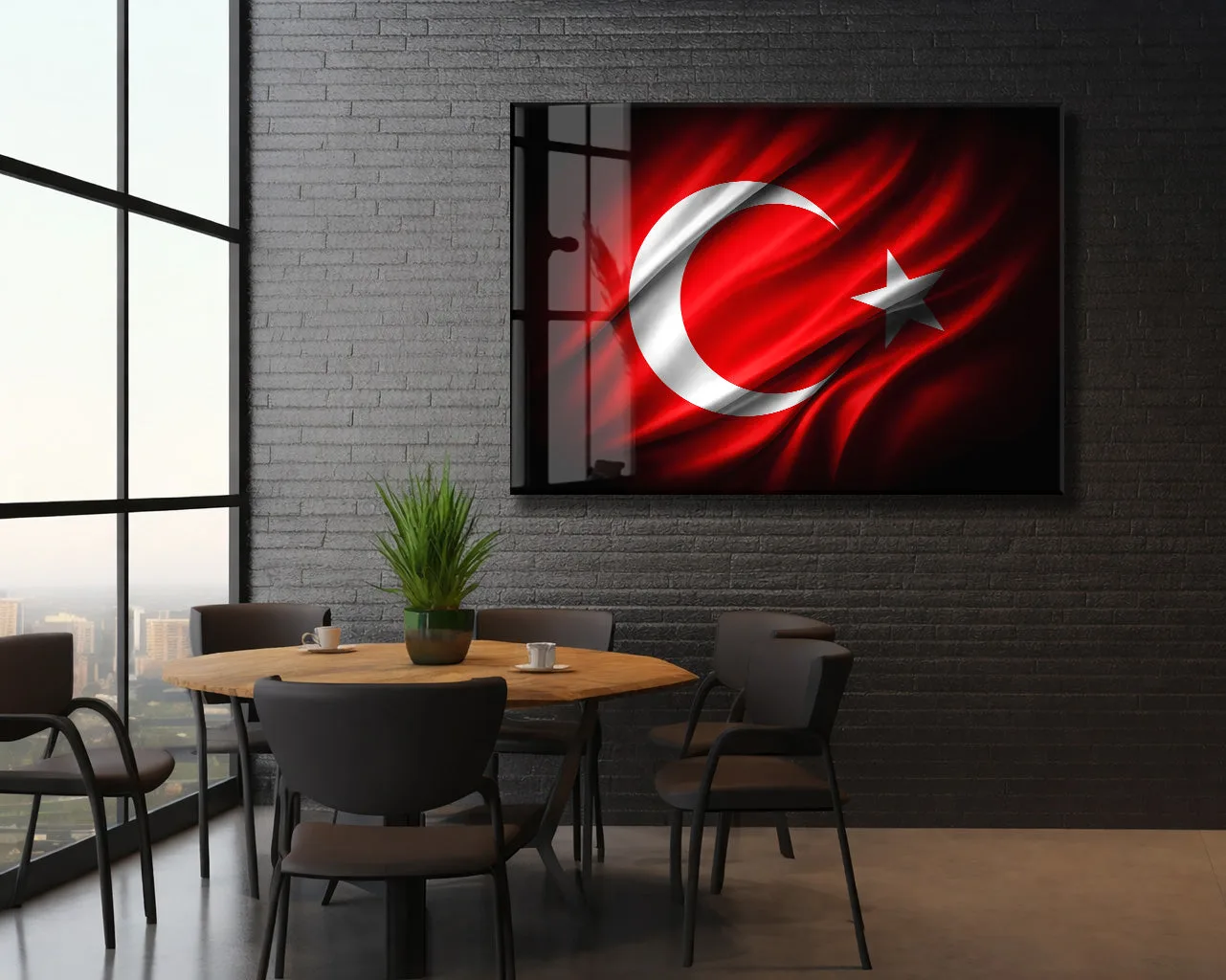 Dalgalanan Türk Bayrağı Cam Tablo | 4 mm Temperli UV Baskılı Premium Modern Duvar Dekoru -PeonyAta1315 — görsel 5