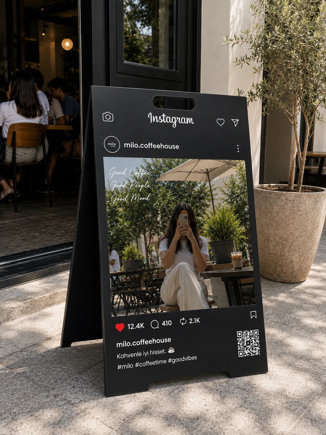 Instagram A Tabela - QR Kodlu Kişiye Özel İşletme Karşılama Tabelası — görsel 1