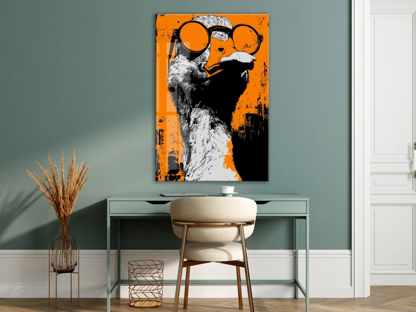 Street Art Tarzı Ördek Cam Tablo – Genç Odası ve Ofis Dekoru - Peony098 — görsel 7