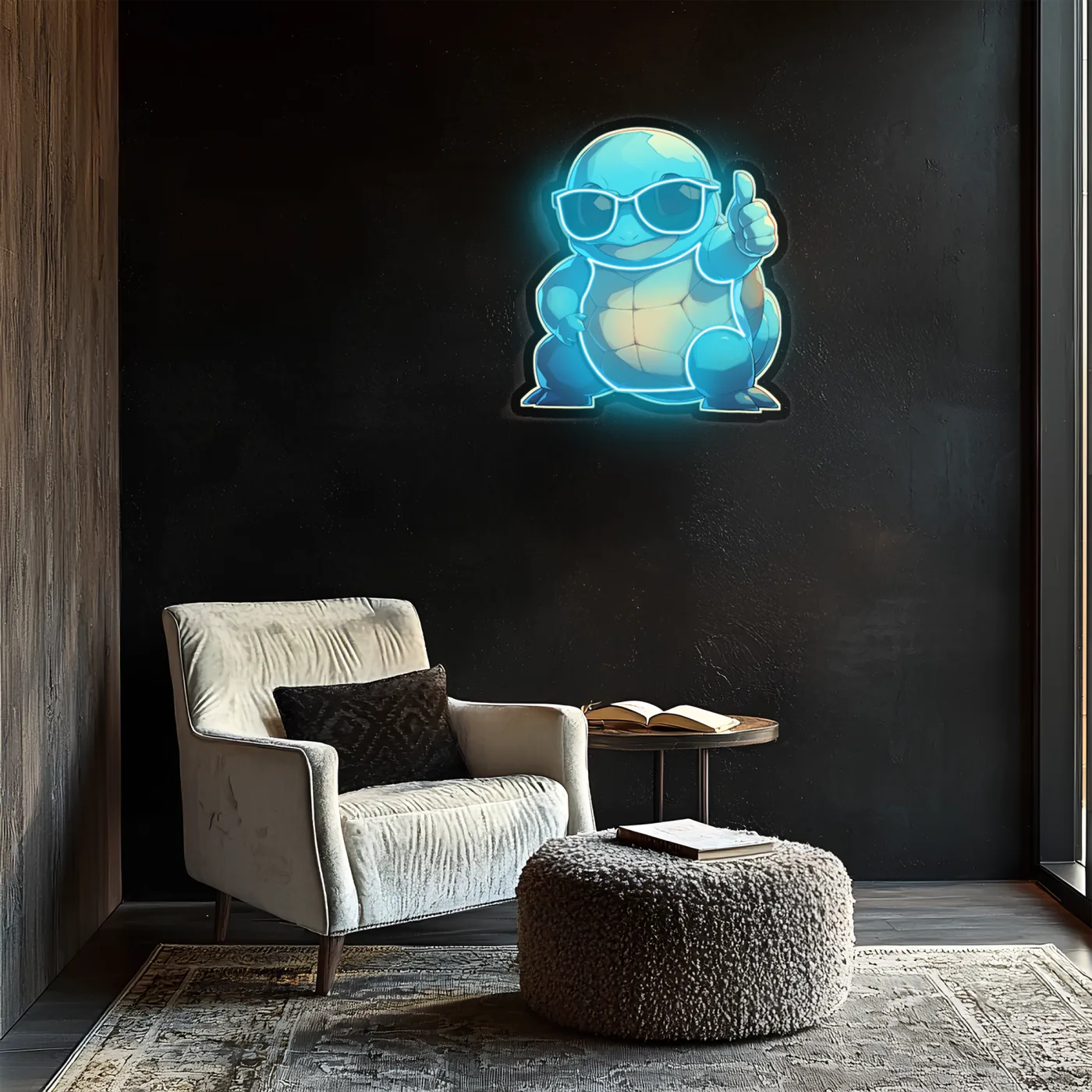 Squirtle Neon Duvar Dekoru | Anime Temalı Işıklı Pleksi Tablo | Gamer Room ve Çocuk Odası İçin LED Duvar Sanatı — görsel 5
