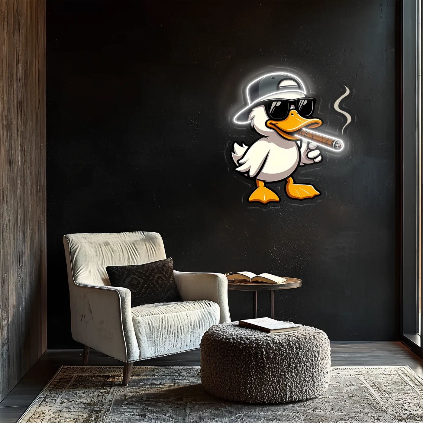 Cool Duck Neon Duvar Dekoru | Eğlenceli Karikatür Işıklı Tablo | UV Baskı Pleksi Neon | Genç ve Gamer Oda Dekoru — görsel 5