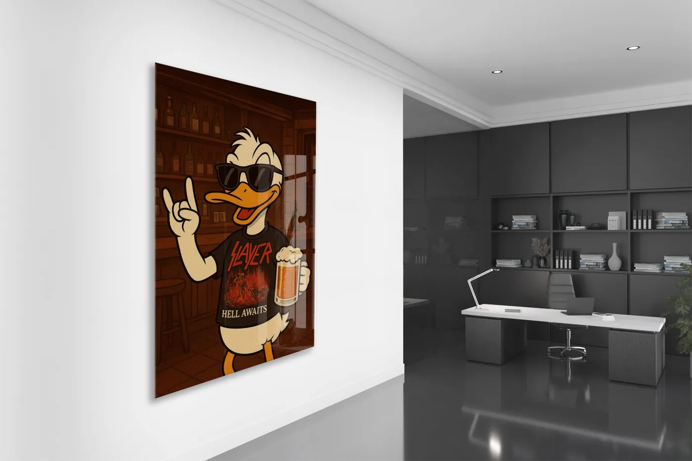 Daffy Duck Metal Müzik Temalı Duvar Dekorasyonu – Bar Konseptli Tasarım - Peony110 — görsel 5