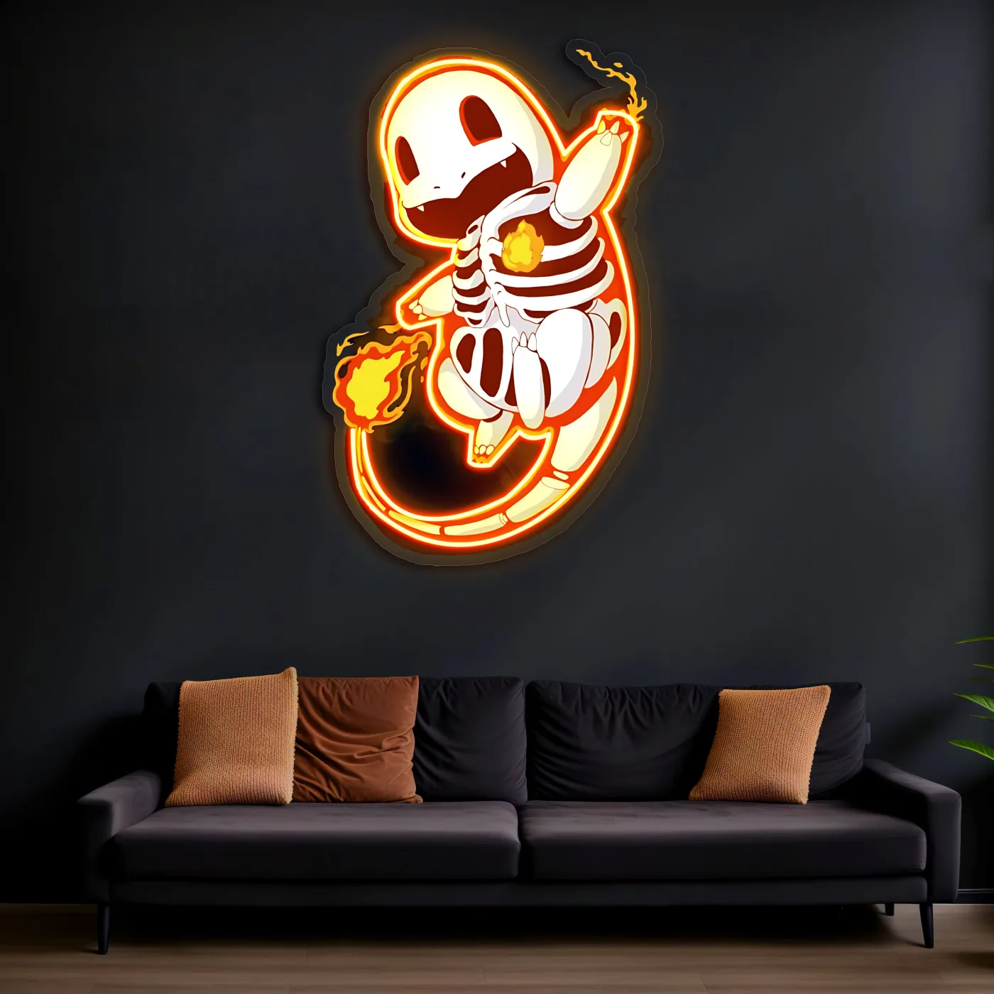 Charmander Neon Duvar Dekoru | Ateş Pokémon LED Işıklı Tablo | Anime ve Oyun Odası Dekoru | UV Baskı Pleksi Neon — görsel 5