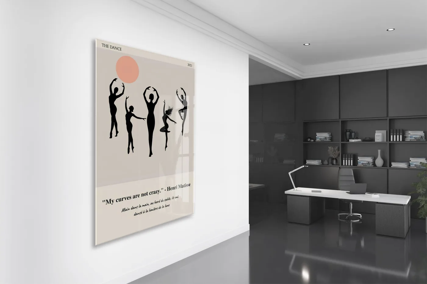 Matisse The Dance Cam Tablo | Minimal Dans Figürleri UV Baskılı Temperli Cam Duvar Dekoru - Peony160 — görsel 4