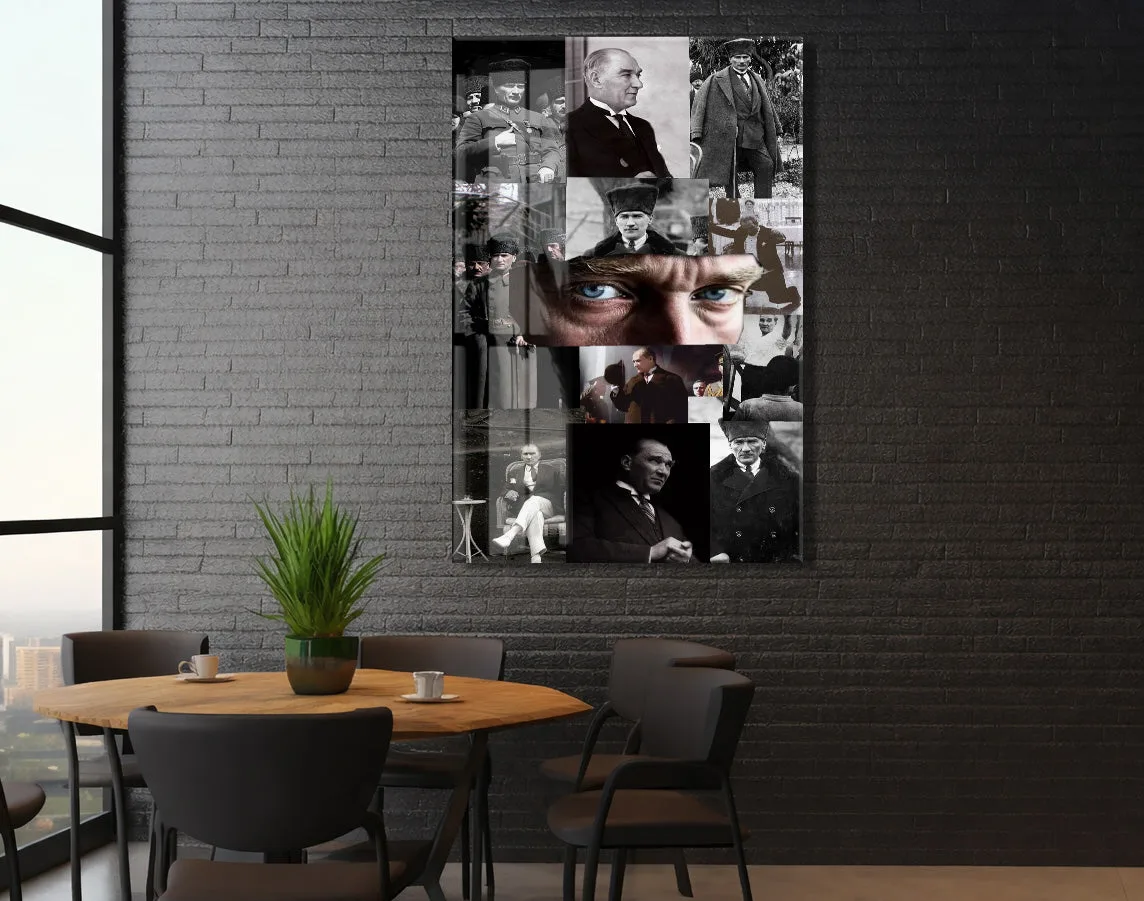 Atatürk Fotoğraf Kolajı Cam Tablo – Cumhuriyetin Kurucusu Temalı Özel Cam Duvar Tablosu -PeonyAta067 — görsel 6