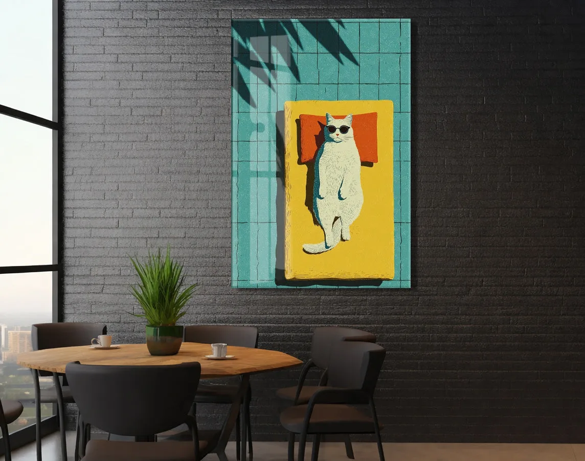 Güneşlenen Gözlüklü Kedi Duvar Tablosu – Modern ve Eğlenceli Tasarım - Peony124 — görsel 6