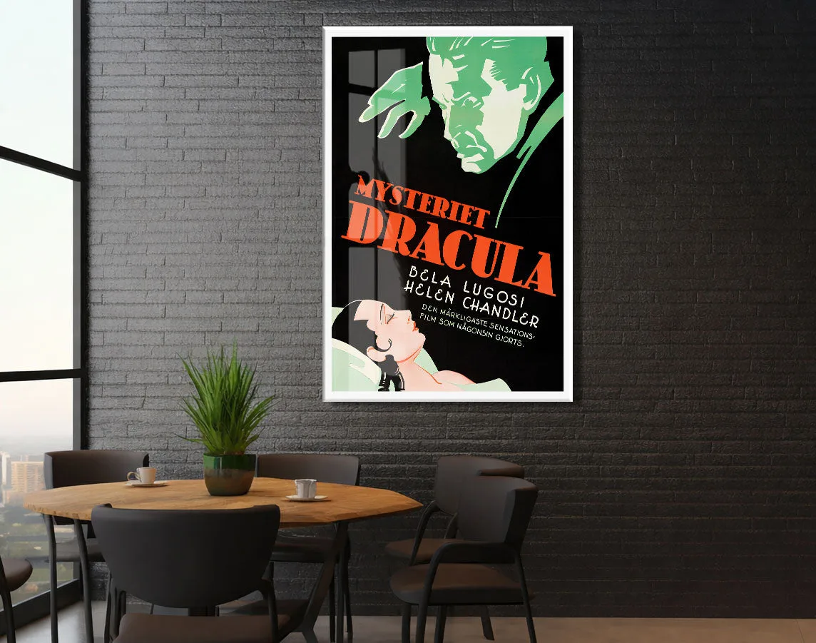 Vintage Dracula Cam Tablo | Retro Gotik Poster UV Baskılı Temperli Cam - Peony149 — görsel 5