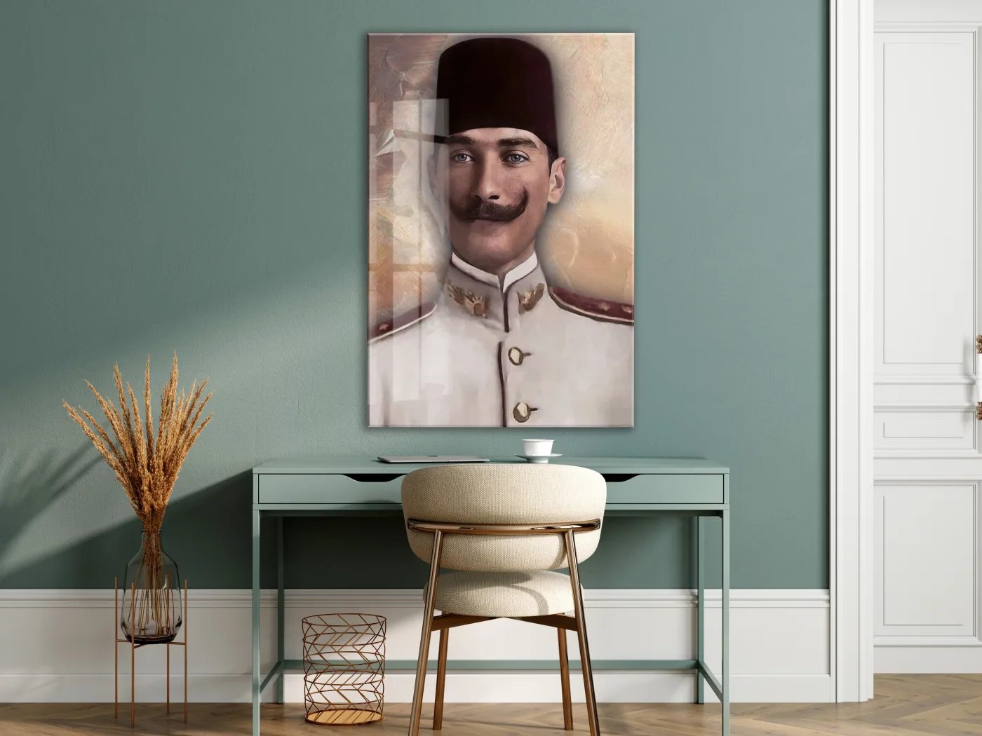 Atatürk Cam Tablo – Fesli Portre Tasarımı, 4 mm Temperli Cam Üzerine Modern ve Klasik Duvar Dekoru -PeonyAta1020 — görsel 7