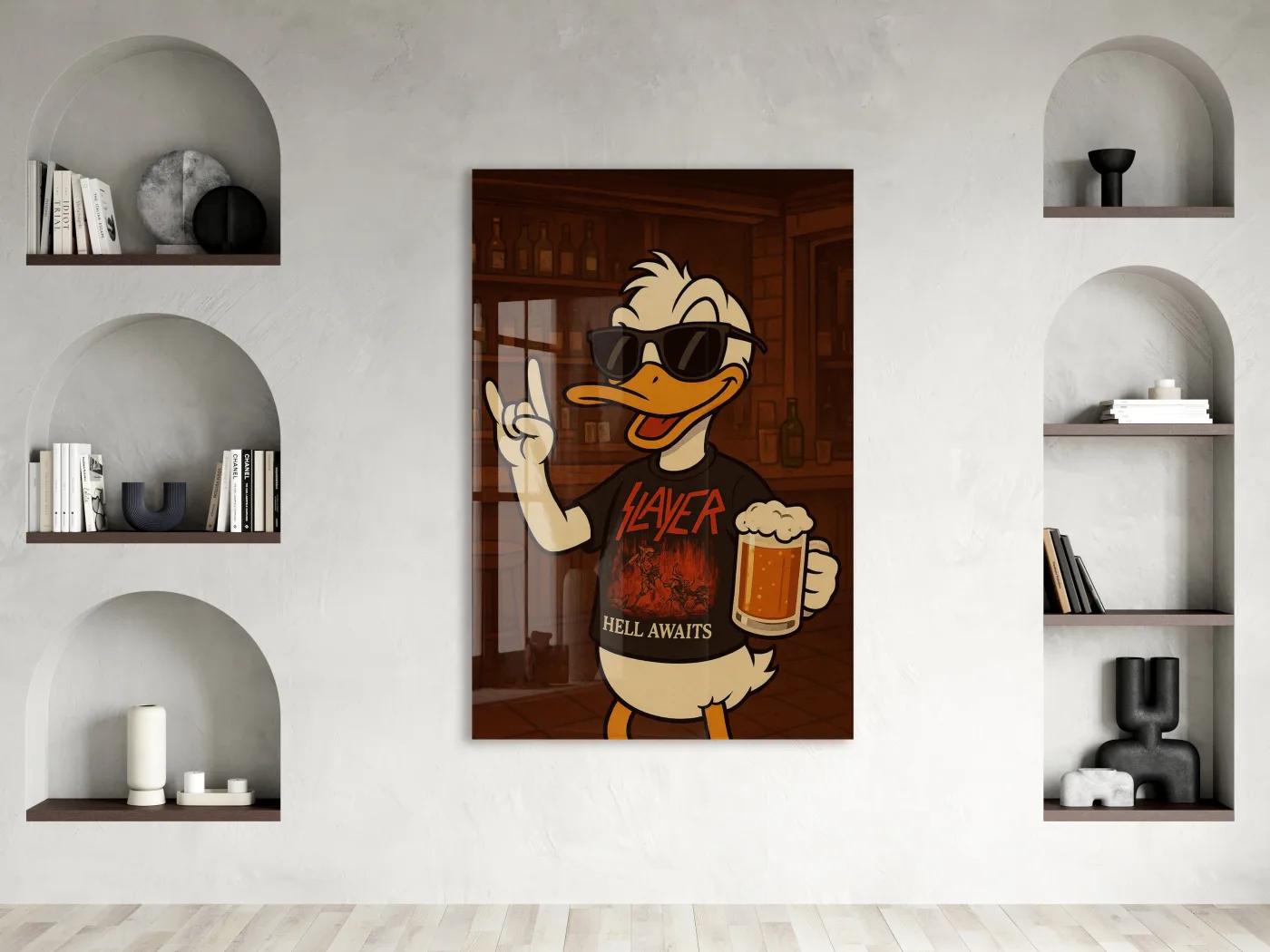 Daffy Duck Metal Müzik Temalı Duvar Dekorasyonu – Bar Konseptli Tasarım - Peony110 — görsel 3